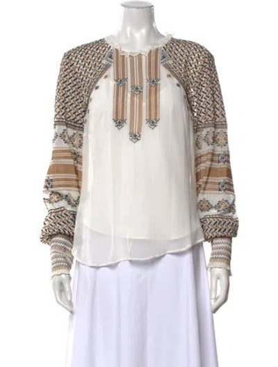 Pre-owned Veronica Beard Patterned Long Sleeve Blouse In Neutrals