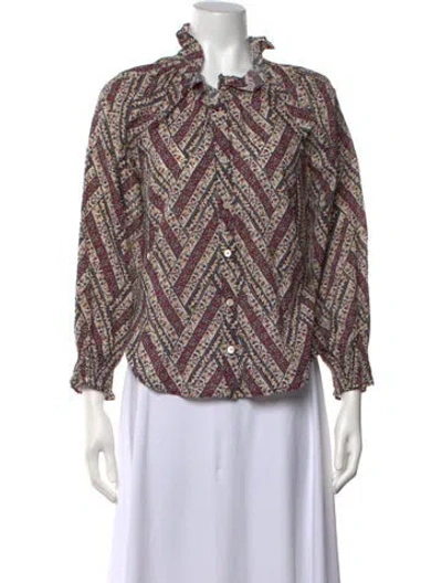 Pre-owned Veronica Beard Patterned Long Sleeve Blouse In Neutrals