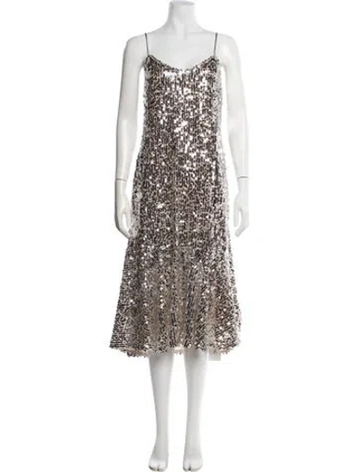 Pre-owned Veronica Beard Patterned Midi Length Dress In Silver