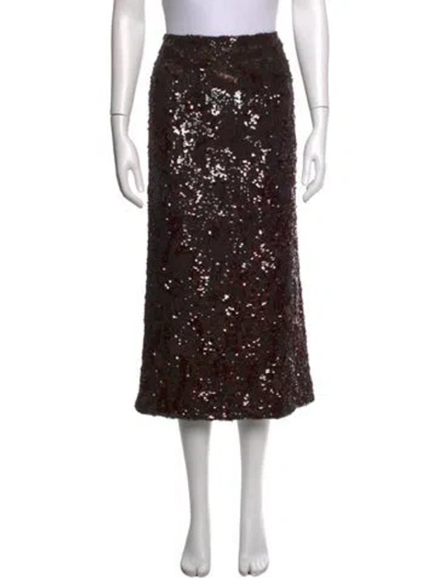 Pre-owned Veronica Beard Patterned Midi Length Skirt In Brown