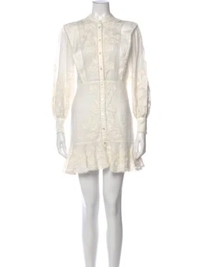 Pre-owned Veronica Beard Patterned Mini Dress In White