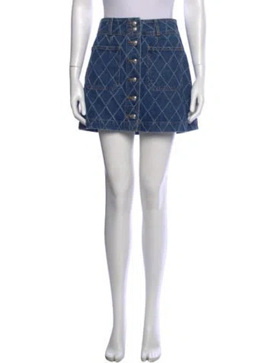 Pre-owned Veronica Beard Patterned Mini Skirt In Blue