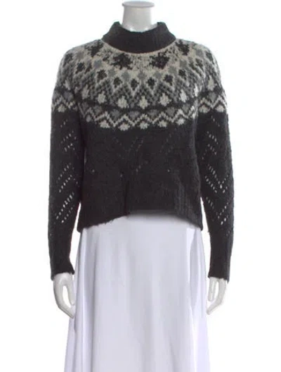Pre-owned Veronica Beard Patterned Mock Neck Sweater In Black