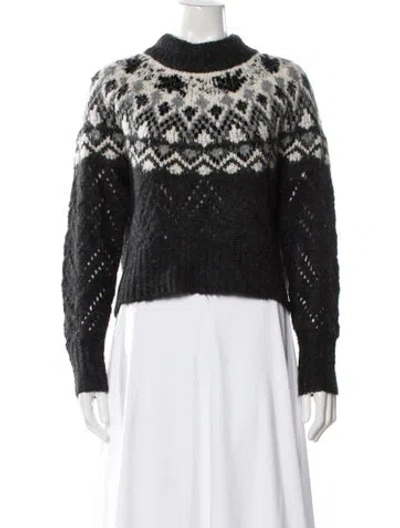 Pre-owned Veronica Beard Patterned Mock Neck Sweater In Black
