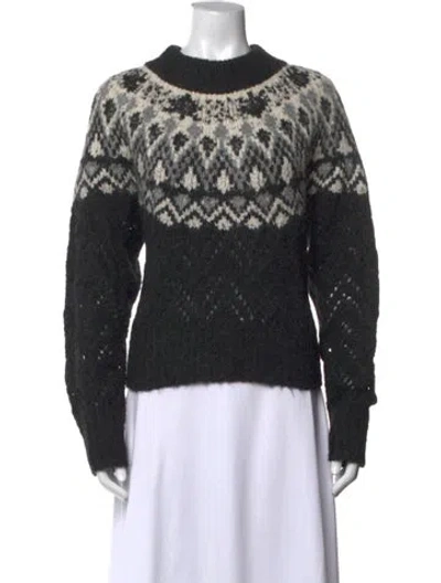 Pre-owned Veronica Beard Patterned Mock Neck Sweater In Black
