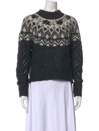 Pre-owned Veronica Beard Patterned Mock Neck Sweater In Gray