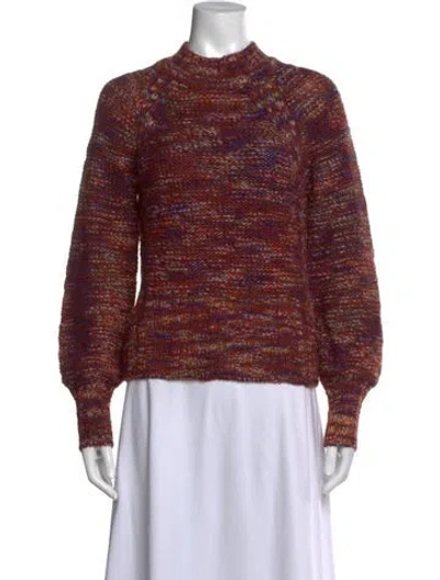 Pre-owned Veronica Beard Patterned Mock Neck Sweater W/ Tags In Orange
