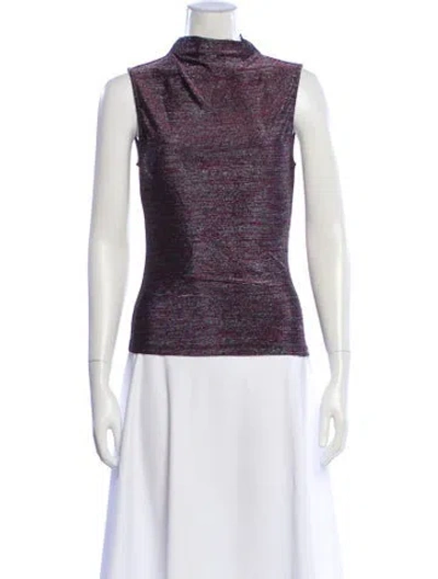 Pre-owned Veronica Beard Patterned Mock Neck Top In Gray