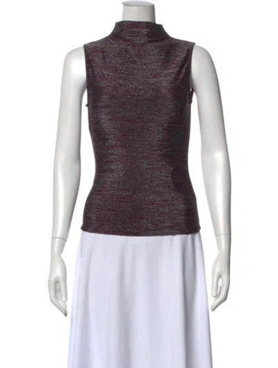 Pre-owned Veronica Beard Patterned Mock Neck Top In Multi