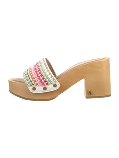 Pre-owned Veronica Beard Patterned Mules In White