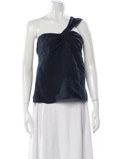 Pre-owned Veronica Beard Patterned One-shoulder Top In Blue