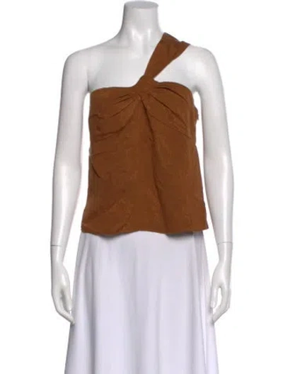 Pre-owned Veronica Beard Patterned One-shoulder Top In Brown