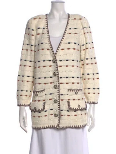 Pre-owned Veronica Beard Patterned Open Front Sweater In Neutrals