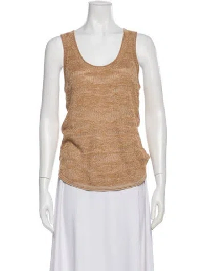 Pre-owned Veronica Beard Patterned Scoop Neck Top In Brown