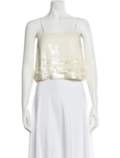 Pre-owned Veronica Beard Patterned Square Neckline Crop Top In Neutral