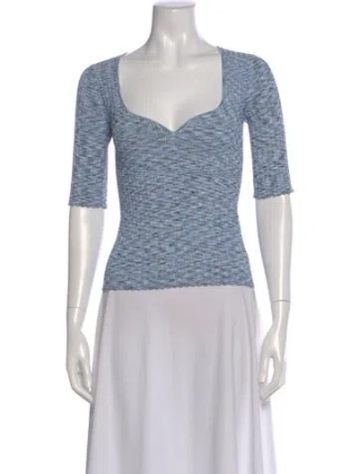 Pre-owned Veronica Beard Patterned Square Neckline Top In Blue