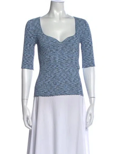 Pre-owned Veronica Beard Patterned Square Neckline Top In Blue