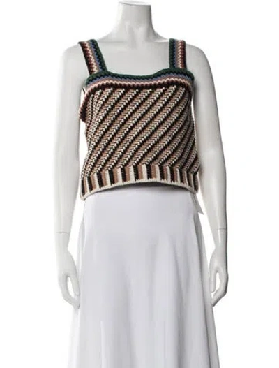 Pre-owned Veronica Beard Patterned Square Neckline Top In Neutral