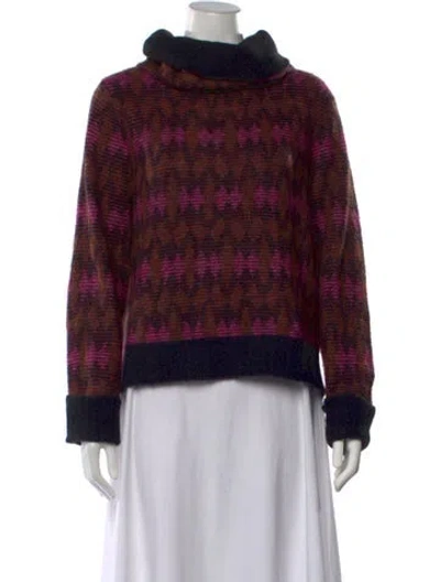 Pre-owned Veronica Beard Patterned Turtleneck Sweater In Black