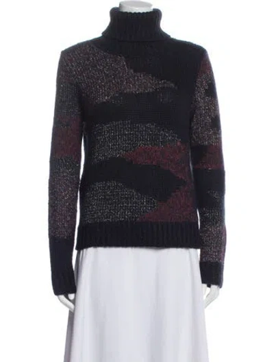 Pre-owned Veronica Beard Patterned Turtleneck Sweater In Blue
