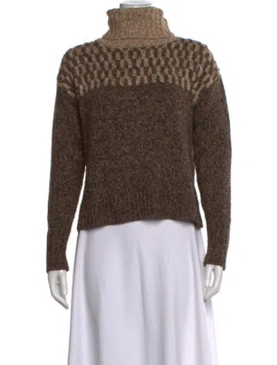 Pre-owned Veronica Beard Patterned Turtleneck Sweater In Brown