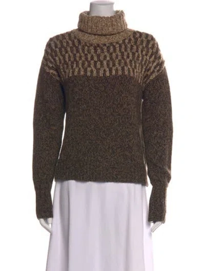 Pre-owned Veronica Beard Patterned Turtleneck Sweater In Brown