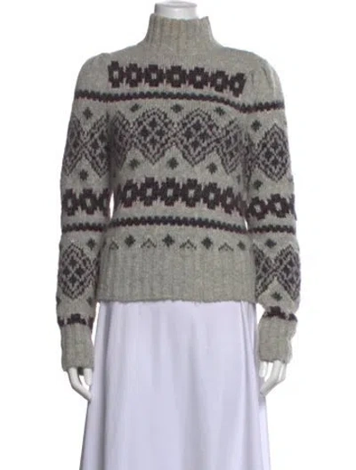 Pre-owned Veronica Beard Patterned Turtleneck Sweater In Grey