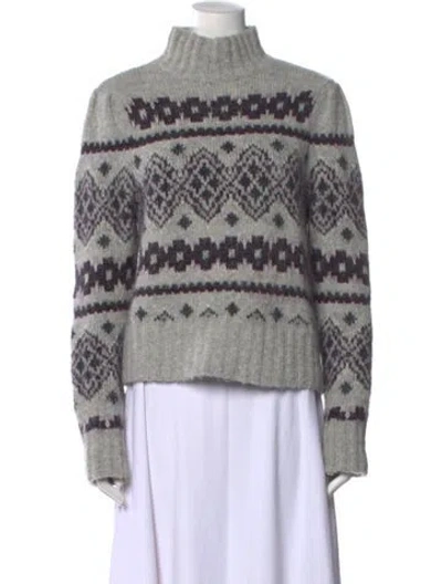 Pre-owned Veronica Beard Patterned Turtleneck Sweater In Grey