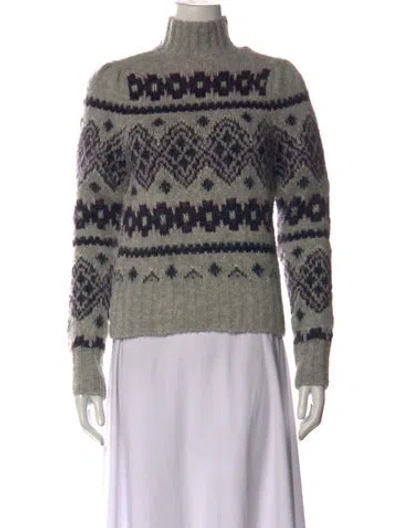 Pre-owned Veronica Beard Patterned Turtleneck Sweater In Grey