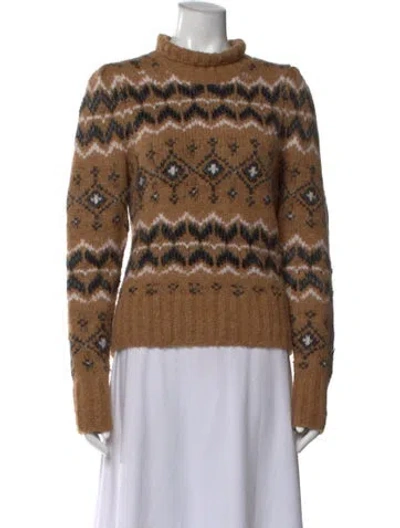 Pre-owned Veronica Beard Patterned Turtleneck Sweater In Neutral