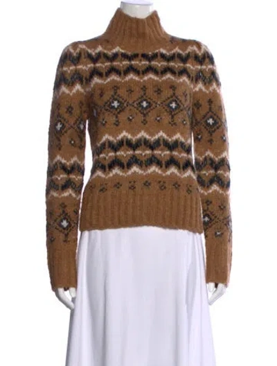 Pre-owned Veronica Beard Patterned Turtleneck Sweater In Neutral