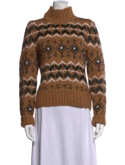 Pre-owned Veronica Beard Patterned Turtleneck Sweater W/ Tags In Neutral