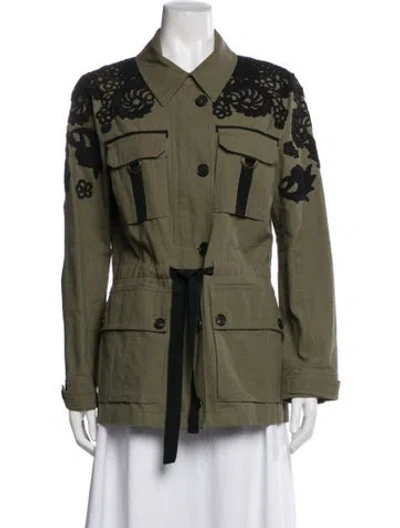 Pre-owned Veronica Beard Patterned Utility Jacket In Green