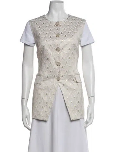 Pre-owned Veronica Beard Patterned Vest In White