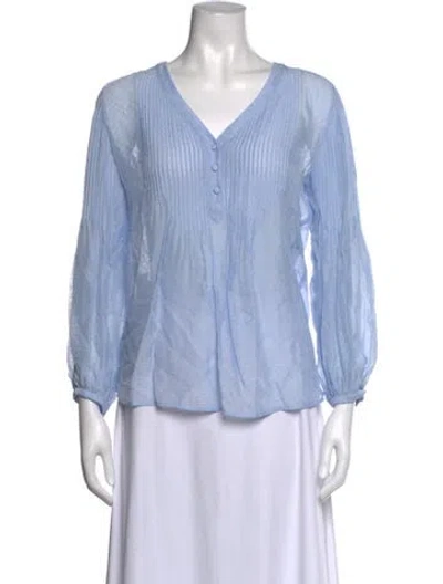 Pre-owned Veronica Beard Patterned V-neck Blouse In Blue