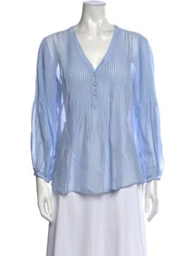Pre-owned Veronica Beard Patterned V-neck Blouse In Blue