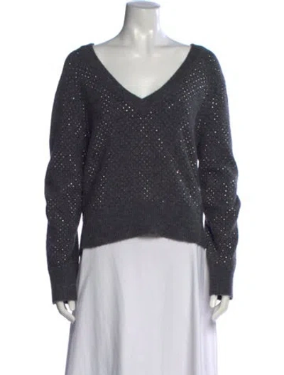 Pre-owned Veronica Beard Patterned V-neck Sweater In Black/metallic