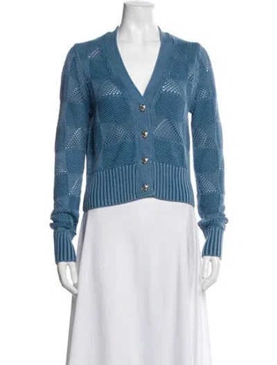 Pre-owned Veronica Beard Patterned V-neck Sweater In Blue