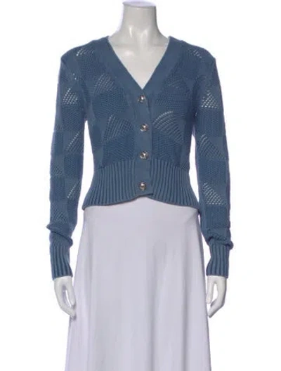 Pre-owned Veronica Beard Patterned V-neck Sweater In Blue