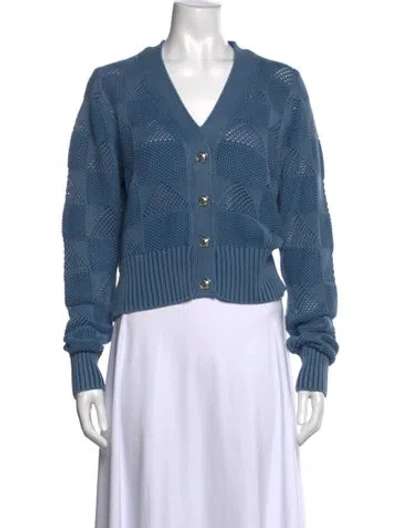 Pre-owned Veronica Beard Patterned V-neck Sweater In Blue