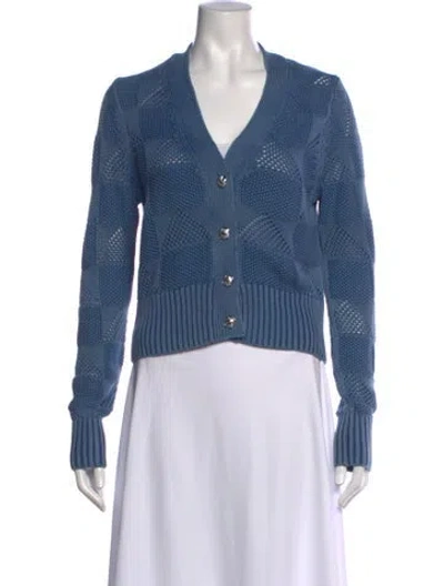 Pre-owned Veronica Beard Patterned V-neck Sweater In Blue