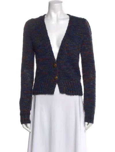 Pre-owned Veronica Beard Patterned V-neck Sweater In Blue