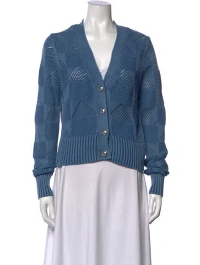 Pre-owned Veronica Beard Patterned V-neck Sweater In Blue