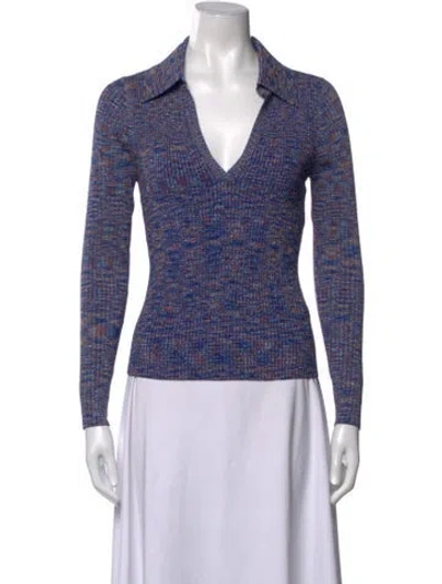 Pre-owned Veronica Beard Patterned V-neck Sweater In Blue