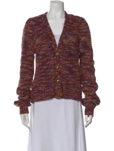 Pre-owned Veronica Beard Patterned V-neck Sweater In Brown