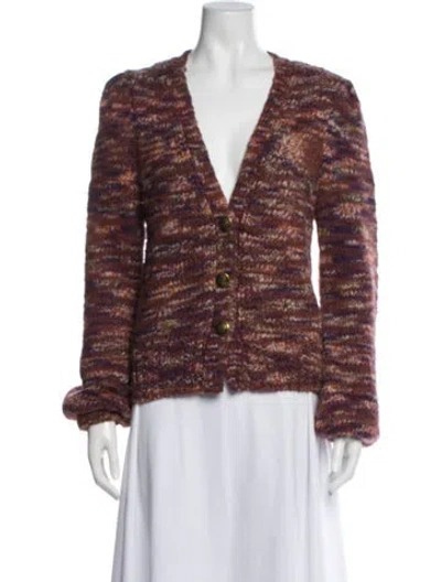 Pre-owned Veronica Beard Patterned V-neck Sweater In Brown