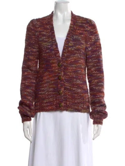 Pre-owned Veronica Beard Patterned V-neck Sweater In Brown/orange