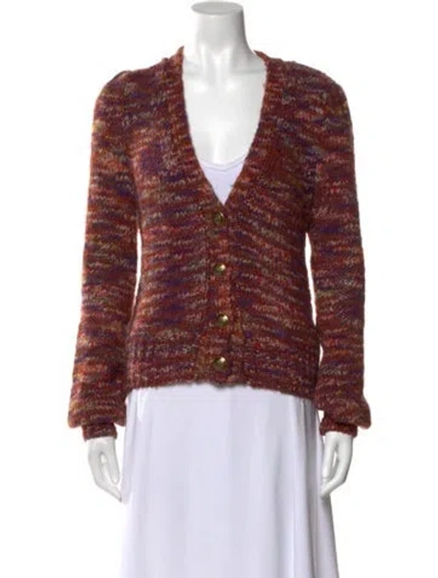 Pre-owned Veronica Beard Patterned V-neck Sweater In Burgundy