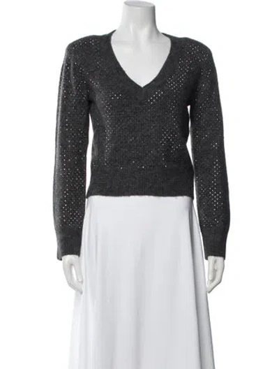 Pre-owned Veronica Beard Patterned V-neck Sweater In Gray