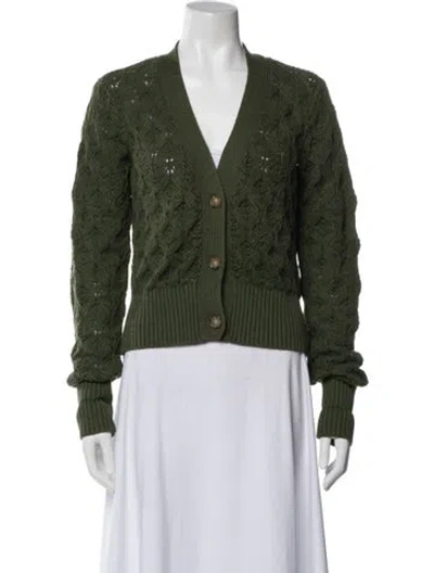 Pre-owned Veronica Beard Patterned V-neck Sweater In Green